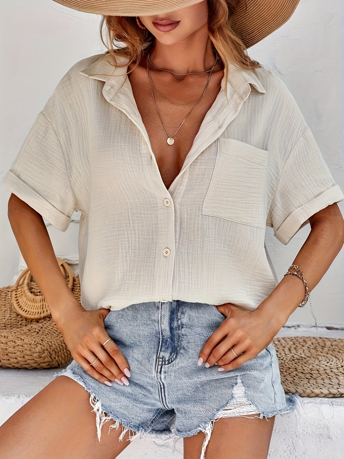 Women's Summer Blouse with Batwing Sleeves