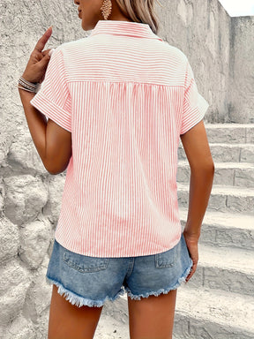 Women's Pink and White Striped Shirt
