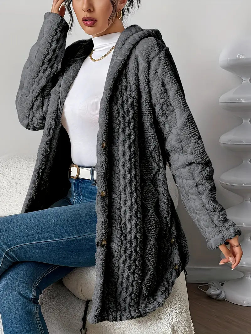 Cozy Women's Cardigan with Diamond Pattern
