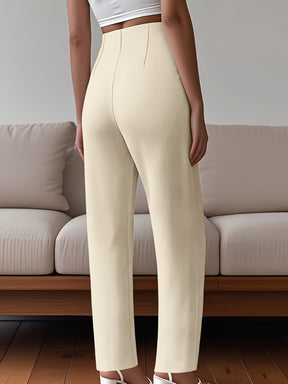 Women's Solid Color Zipper Detail Pants