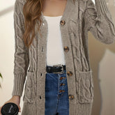 Women's Stylish Front-Open Cardigan with Button Detail
