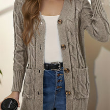 Women's Stylish Front-Open Cardigan with Button Detail
