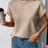 Elegant Textured Short-Sleeve Blouse