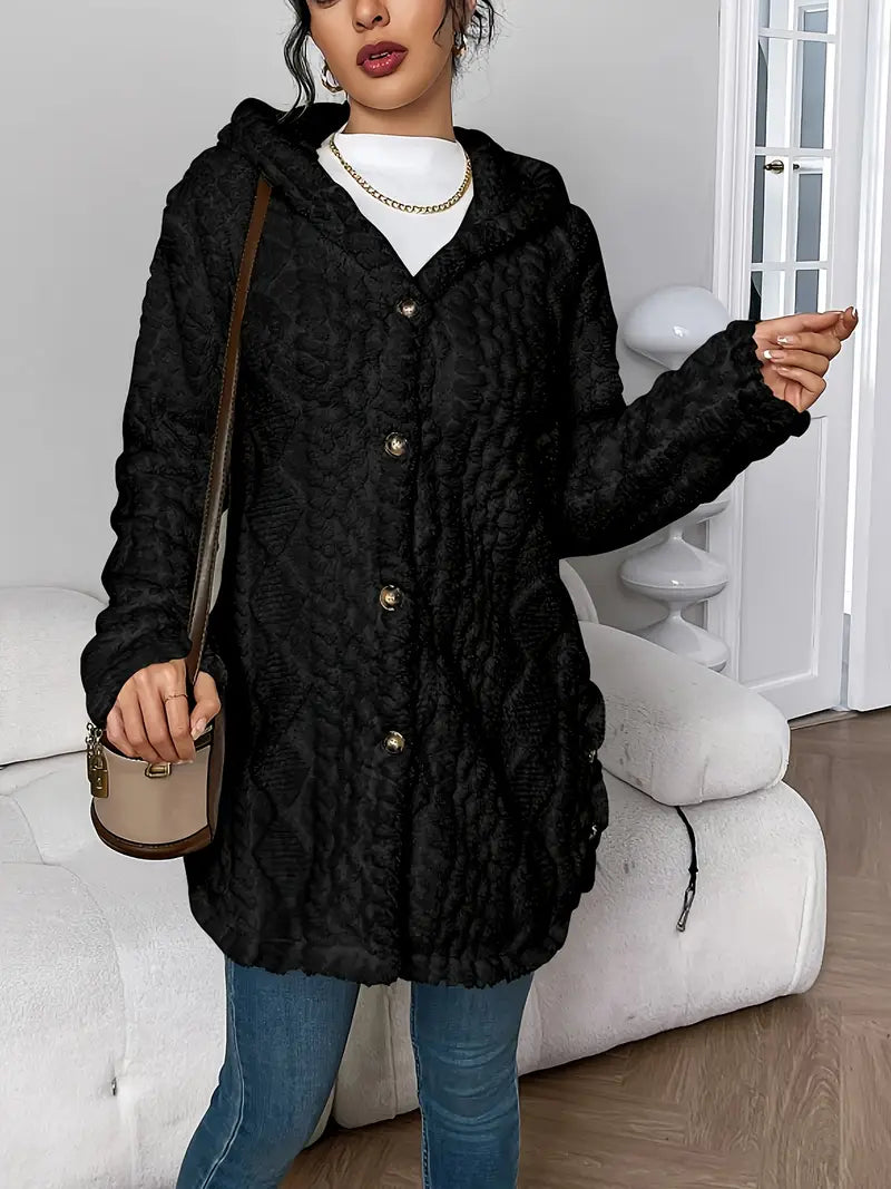 Cozy Women's Cardigan with Diamond Pattern