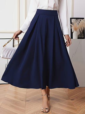 Women's Navy Blue High-Waisted A-Line Skirt
