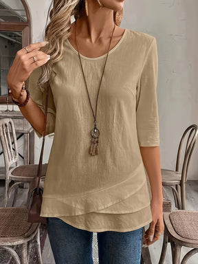 Women's Casual Off-Shoulder Blouse with Asymmetrical Hem