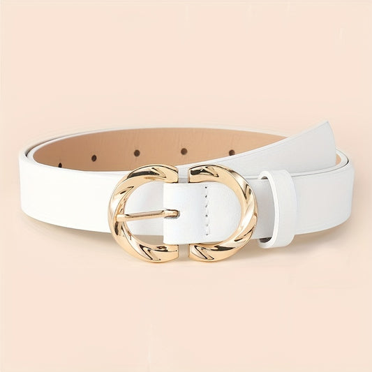 PU Leather Belt with Classic Metal Buckle for Women - Stylish Accessory for Jeans and Dresses