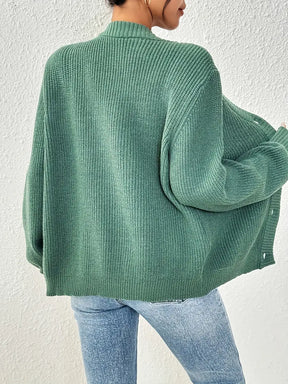 Chic Women's Solid Color Front Button Knit Cardigan Sweater Jacket for Spring and Autumn