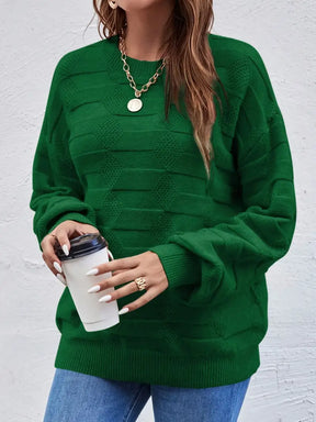 Women's High Stretch Casual Round Neck Long Sleeve Pullover Sweater