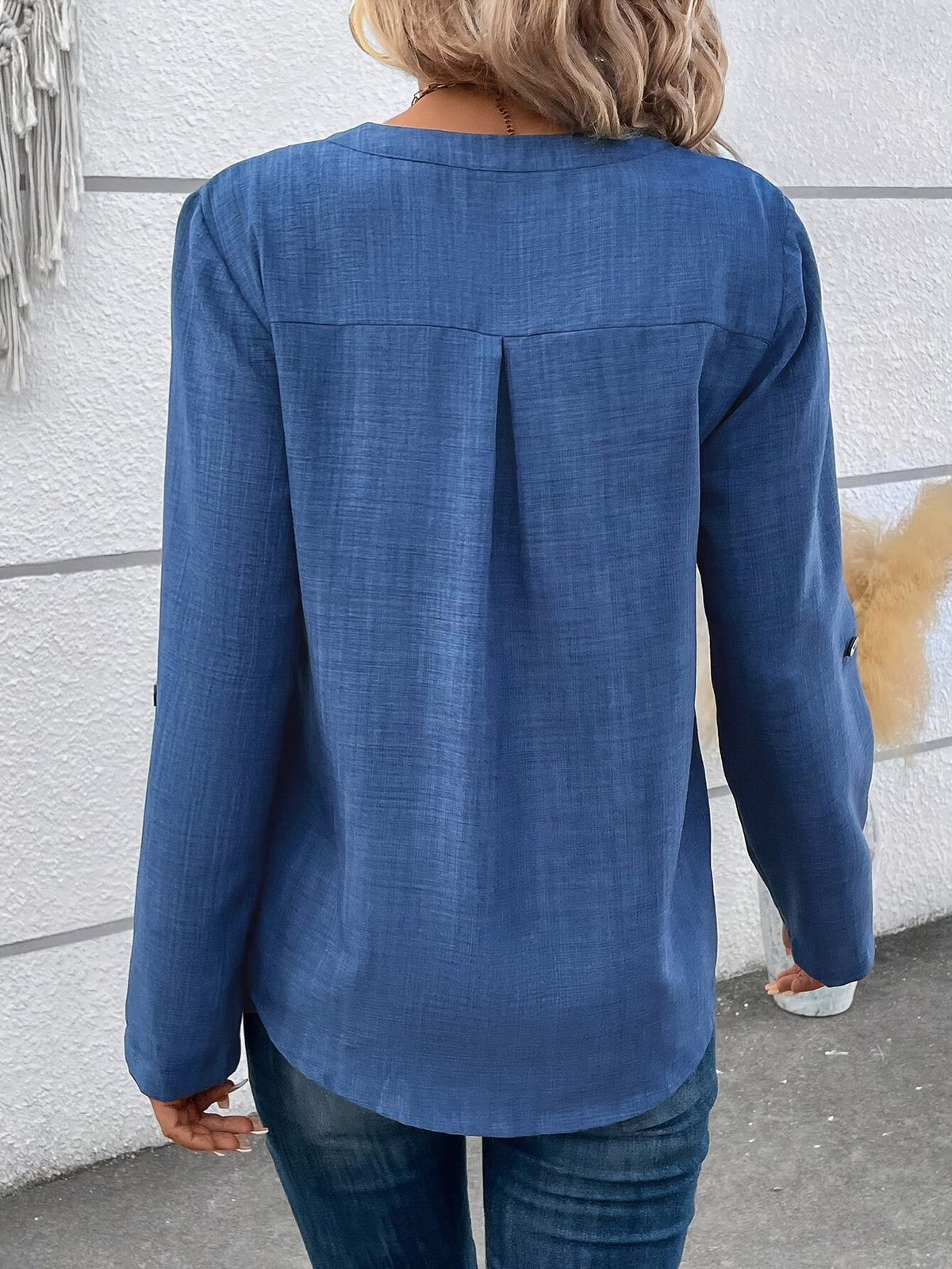 Button-Up Shirt with Pocket and Appliqué Sleeves