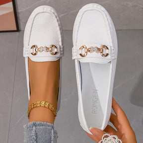 Women's Fashionable Pull-On Shoes with Butterfly Decoration and Diamond Accents