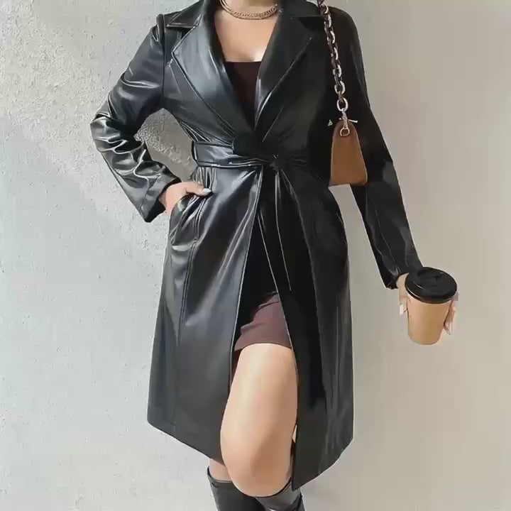 Chic Brown PU Leather Jacket for Women