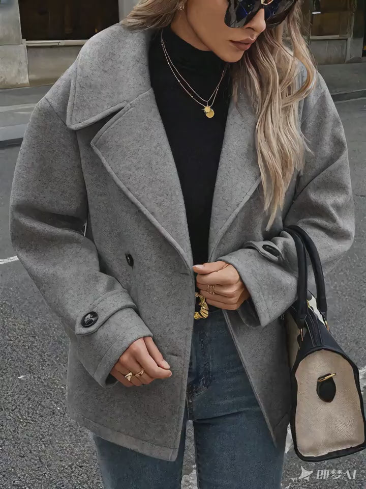 Women's Stylish Double-Breasted Collar Coat